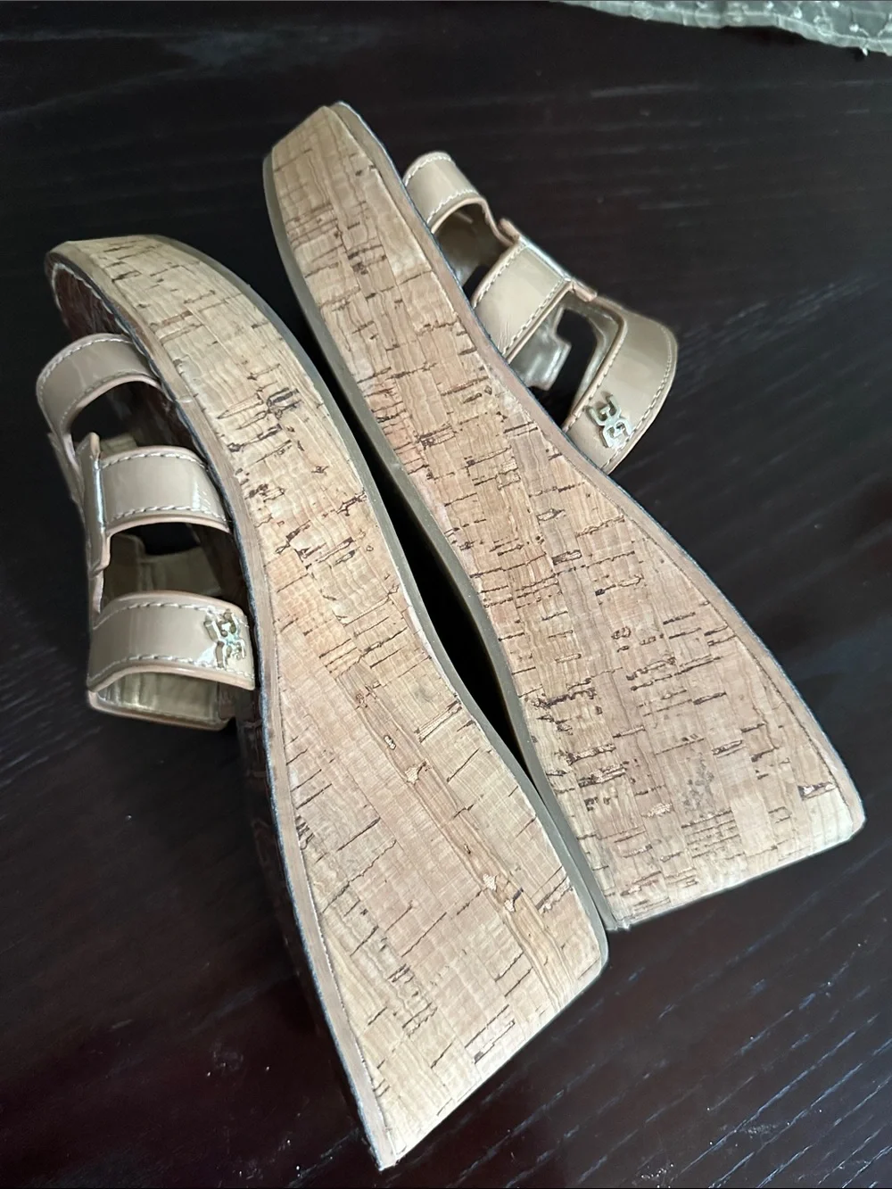 Sam Edelman Beige Brown Platform Slide Sandals
